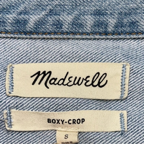 Madewell Boxy-Crop denim jacket women's size S 100% cotton ligth wash jean jacke - Picture 2 of 9